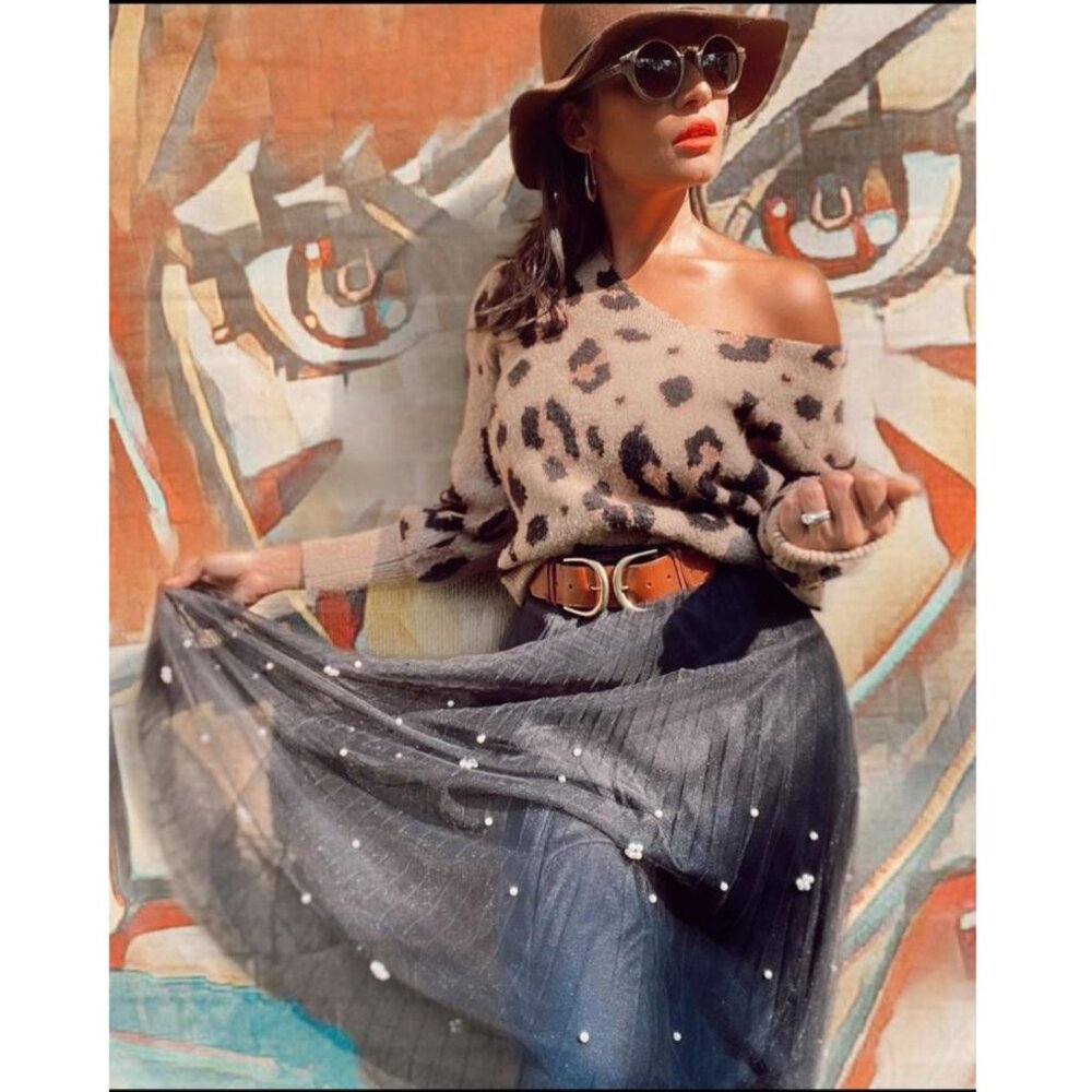 Eva Franco for Anthropologie Pearl Tulle Pleated Midi Black Skirt